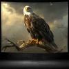 2D Bald Eagle on Branch Tapestry, Powerful Bird Wall Art for Home Decor