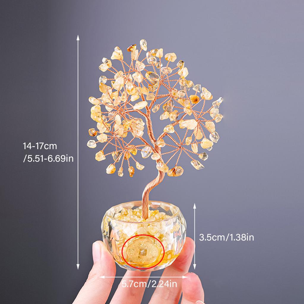 Multicolor Crystal Potted Tree Crystal Stone Wealth Tree Figurine for Positive Energy and Fortune Wealth Success