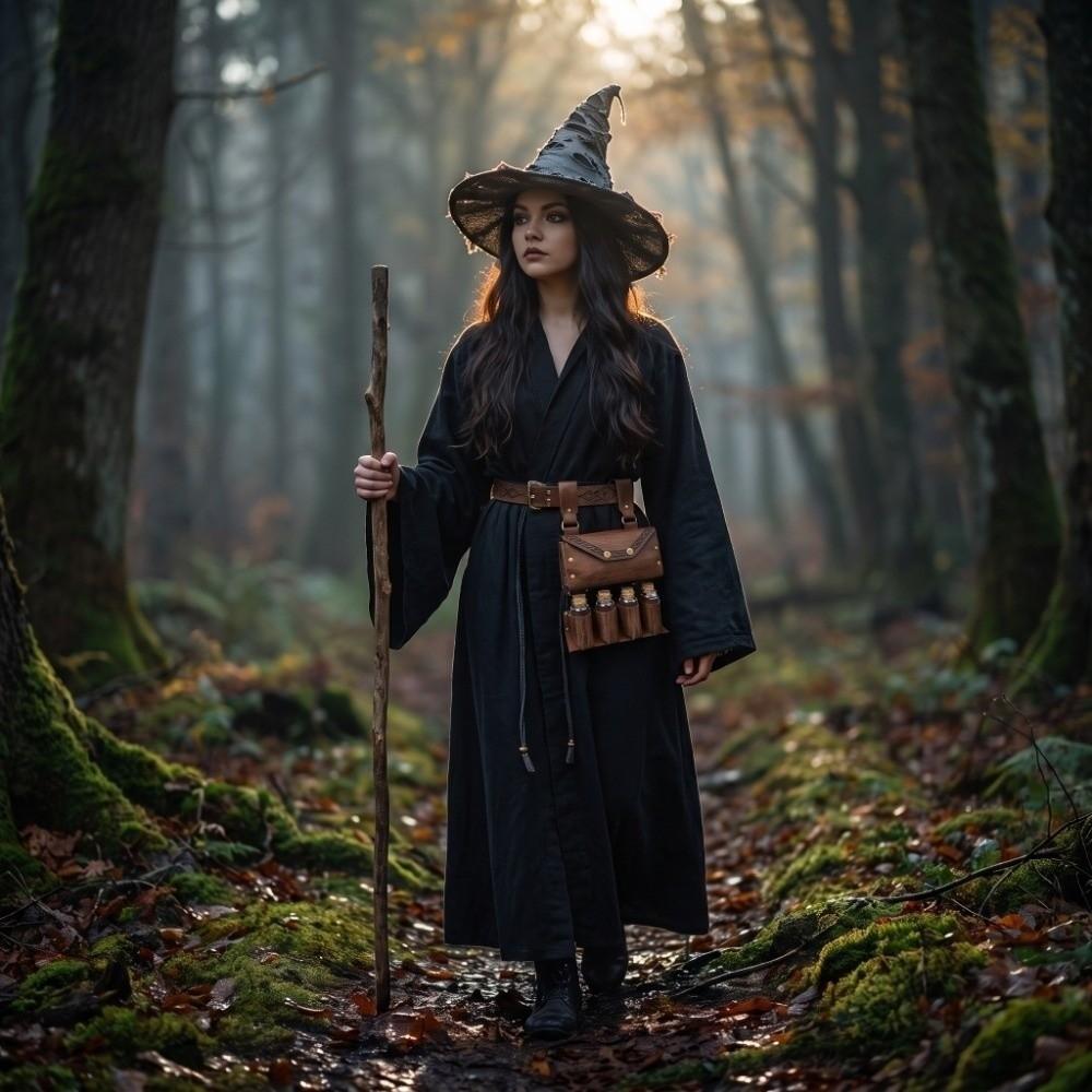 2/3/4pcs Vintage Medieval Wizard Cosplay Set Fantasy Torn Witch Hat Photo Pros