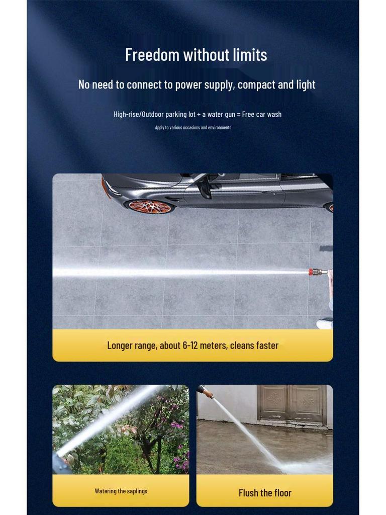Portable Cordless High-Pressure Car Washer - Lithium Battery Powered Cleaning Machine