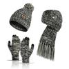 Winter Hat New Style Knitted Wool Colorful Hat Thick Scarf Gloves Three-piece Set