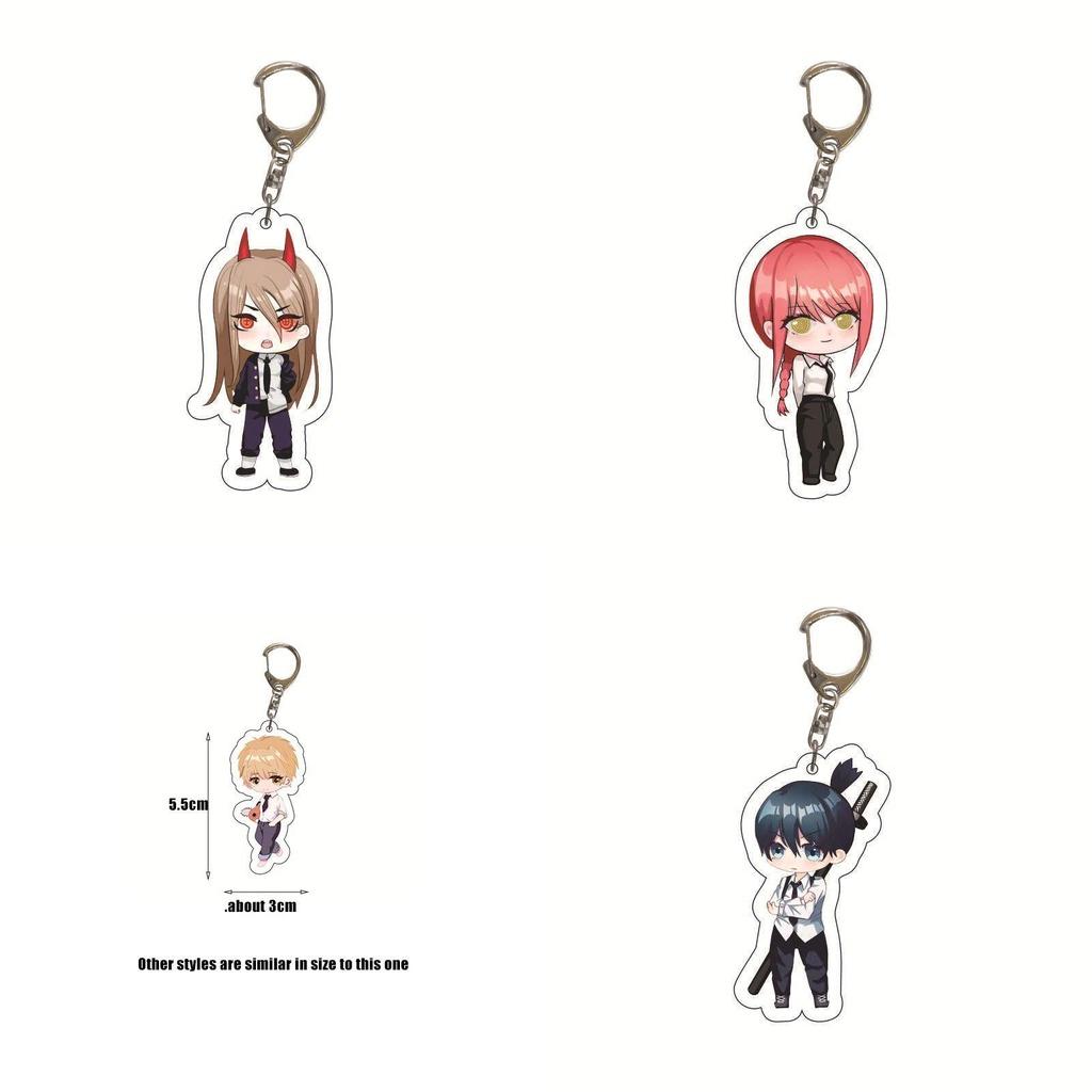 Cute Chainsaw Man Bag Pendant Acrylic Keychain Double Sided Printing Keyring