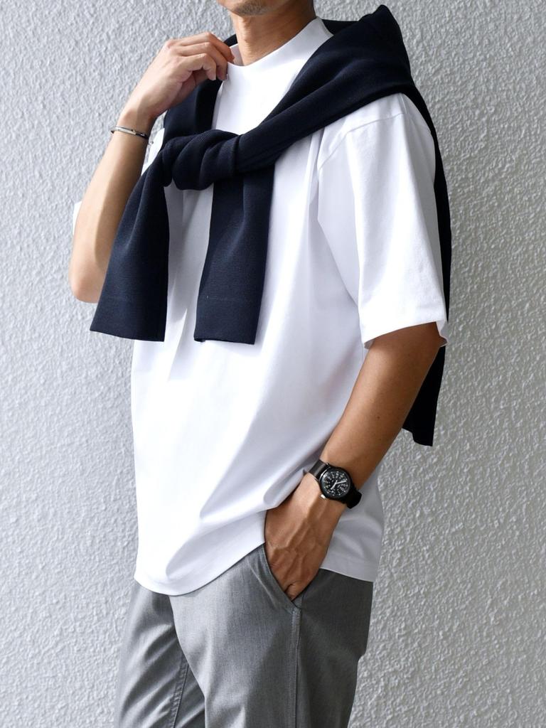 SHIPS any T-shirt, Summer Function Mock Neck T-Shirt with Cooling Touch, Heat Blocking, and UV Protection, Men's 2025SS, White, Size S (712110056)