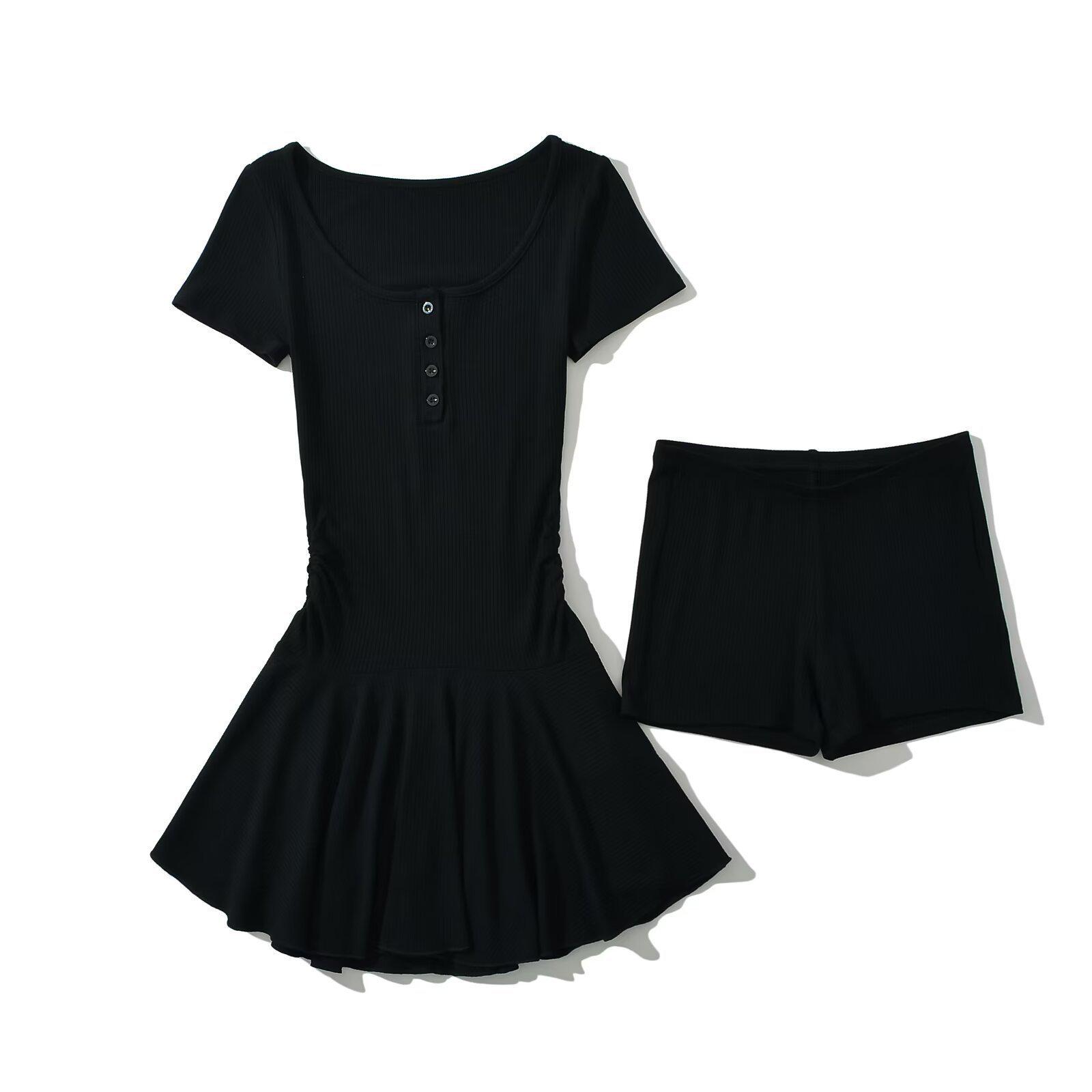 

2026 French A-Line Mini Dress - Sexy, Waist-Cinching, Short-Sleeved, Summer Slimming for Women Large чорний