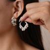 18K real gold electroplated geometric square leaf fringed silver needle earrings niche earrings