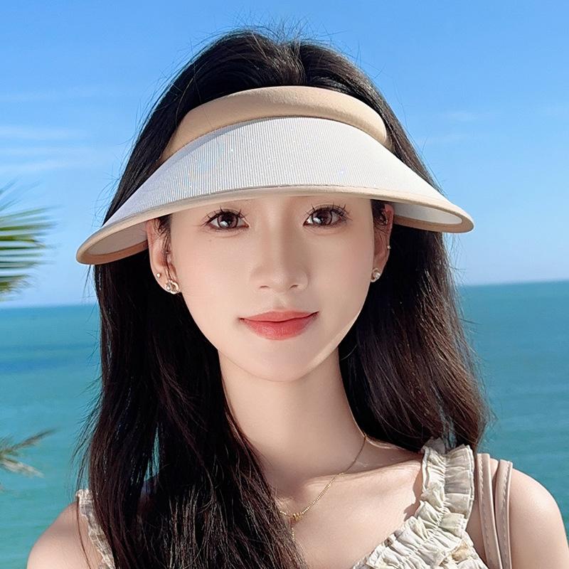 Women's summer visor hat with wide brim, UV protection, suitable for outdoor beach and seaside trips