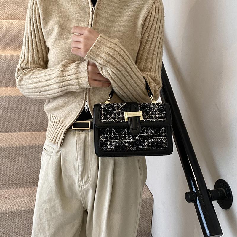 Small square bag women's bag 2025 autumn and winter new personalized Korean version simple solid color texture trend foreign style oblique span han