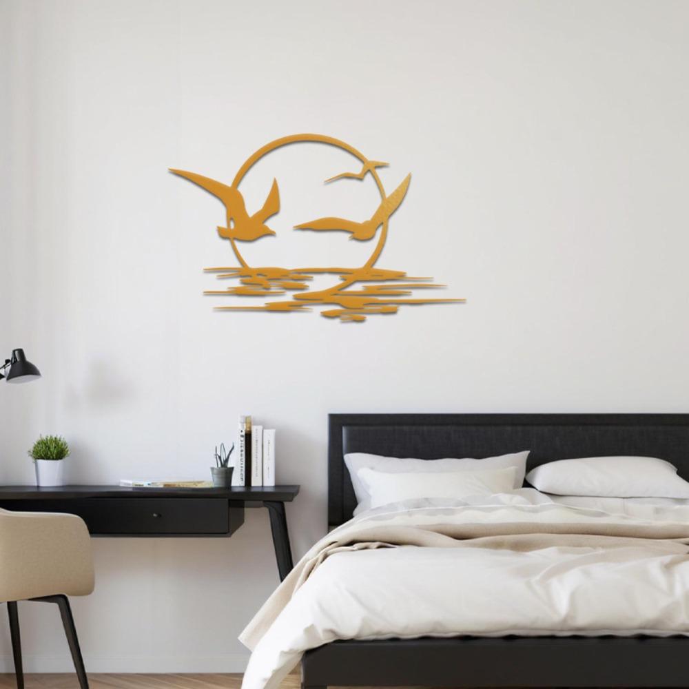 Sunrise Seagulls Coastal Metal Wall Art 15.75 Inch Indoor Outdoor Hanging Decor Beach House Living Room Patio Gift