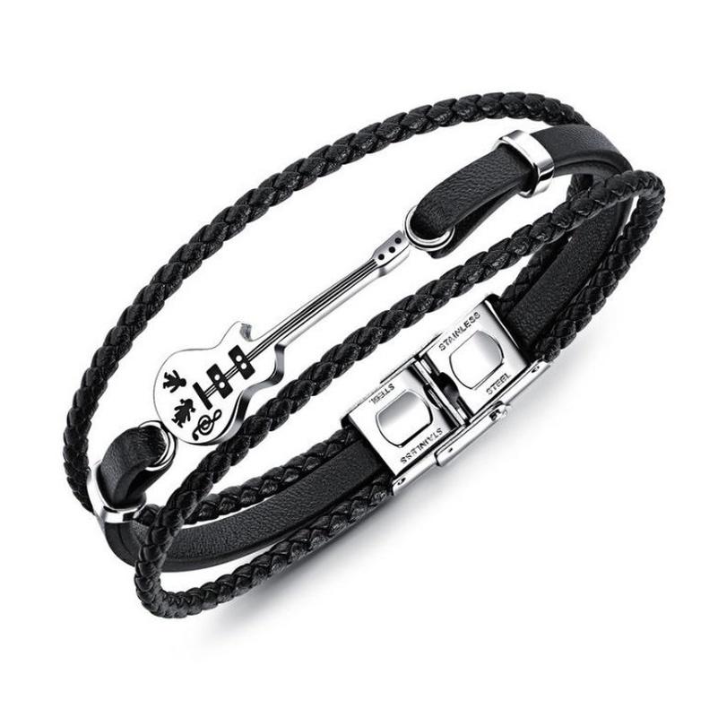 Classic Punk Metal Magnetic Clasp Multilayer Leather Bracelet for Men High Quality Handsome Party Jewelry Male Birthday Gift