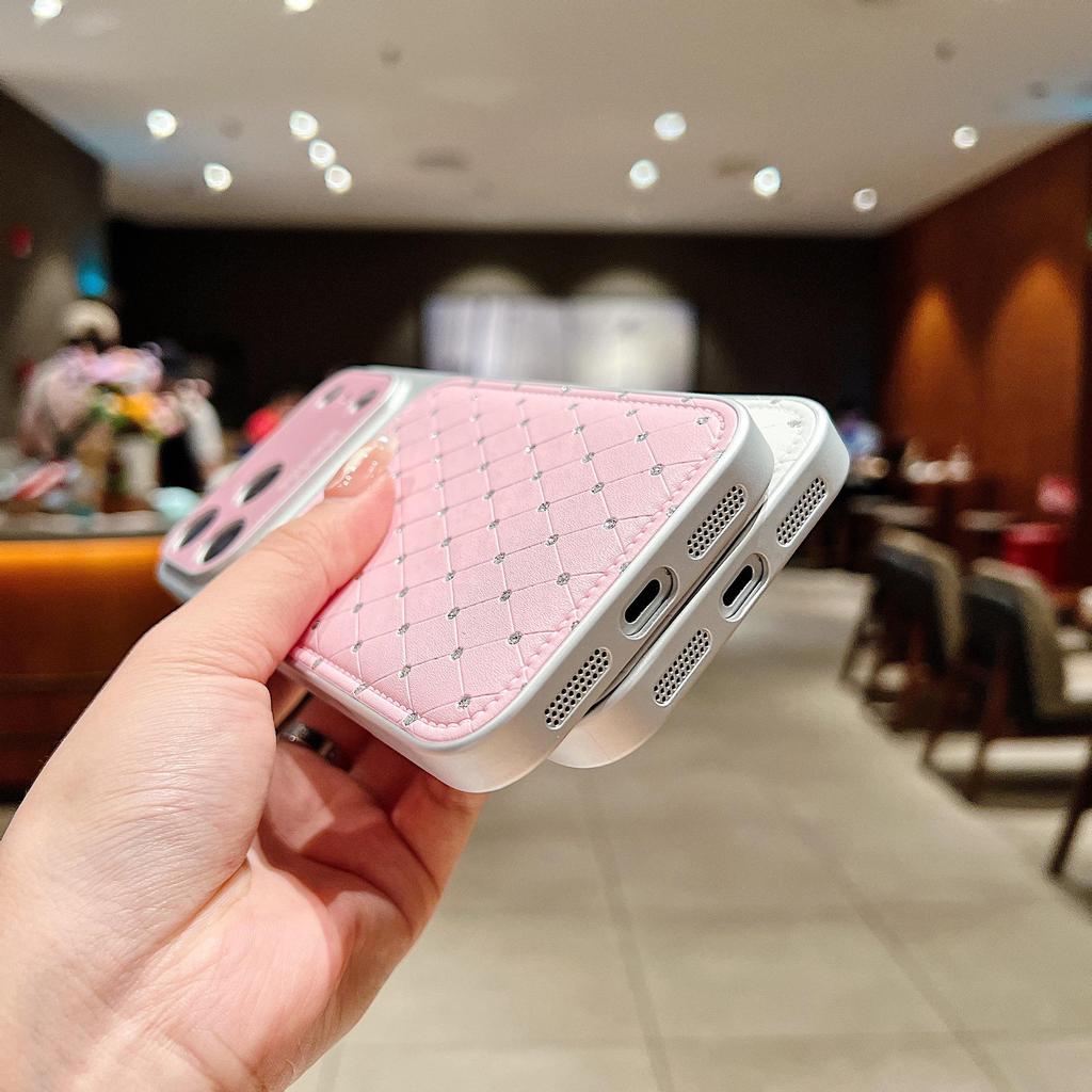 Plaid Rhinestone Protective Case for Apple 17 Pro Max/16 Pro - Large Window, Drop-Proof Design