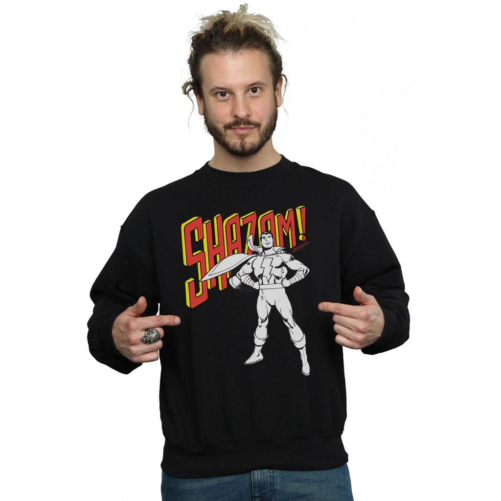 DC Comics Mens Shazam Mono Action Pose Sweatshirt