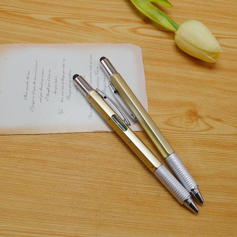 Compact 6-in-1 Multifunctional Tool Pen with Level & Touchscreen Stylus