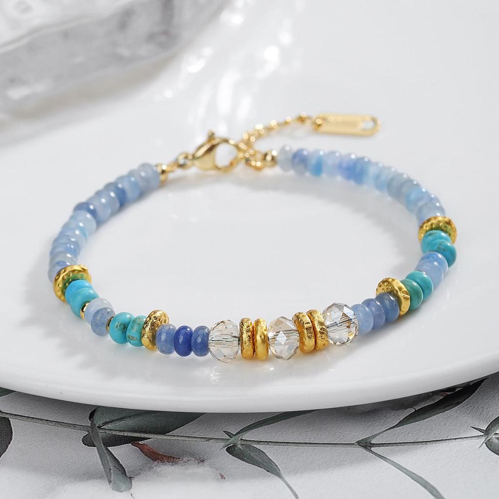 Bohemian Blue Aventurine & Turquoise Beaded Crystal Bracelet
