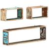 Day and Night - Day and Night Cube Wall Shelf Set 3 Pieces Solid Recycled Wood