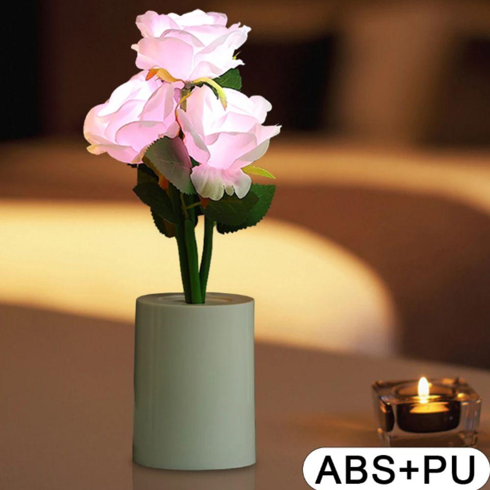 LED Light Source LED Chinese Rose Table Lamp Battery Operated 3 Head Design Chinese Rose Shaped Desk Light