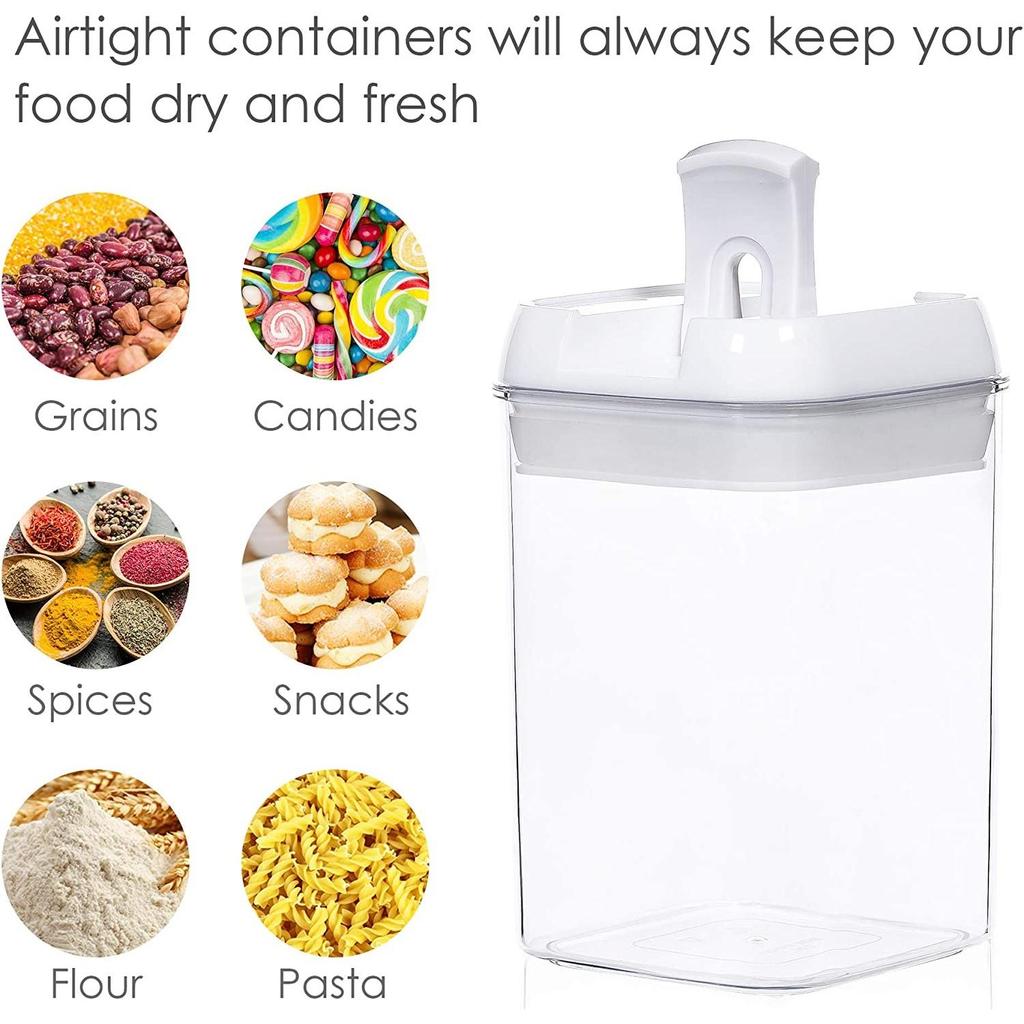Airtight Food Storage Containers, 7 Pieces BPA Free Plastic Cereal Containers with Easy Lock Lids, Include 24 Labels
