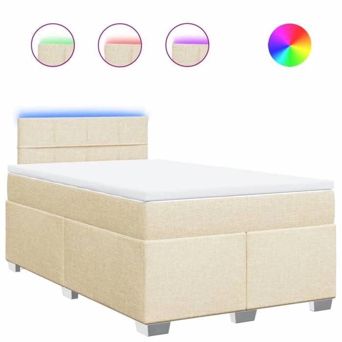 VidaXL Slat Bed Base with Mattress Cream 120x200 Cm Fabric 3288160