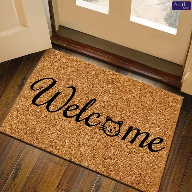 High Quality Imitation Coconut Doormat Non-slip Absorbent Crystal Velvet Floor Mat Porch Outdoor Welcome Mat Home Decoration