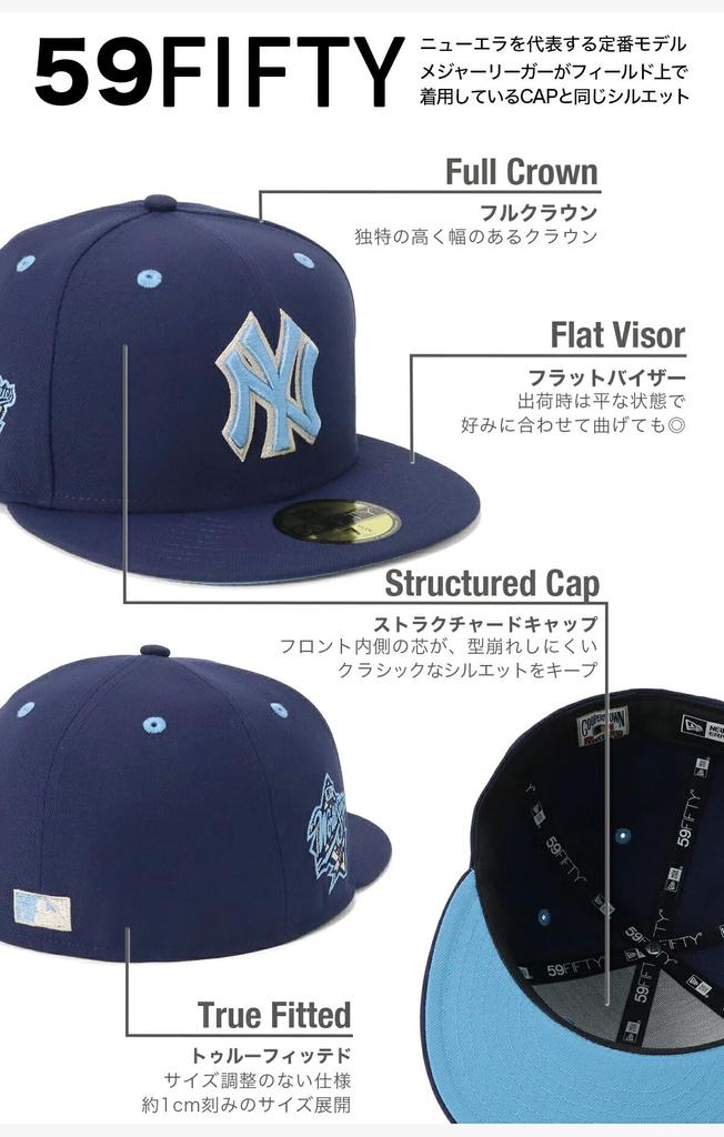 New Era 59FIFTY Cap 70899493 NER35C0089 MLB New York Yankees NY Light Navy Blue Side Patch Under Visor ONSPOTZ Exclusive and Hat 5950 Side Patch