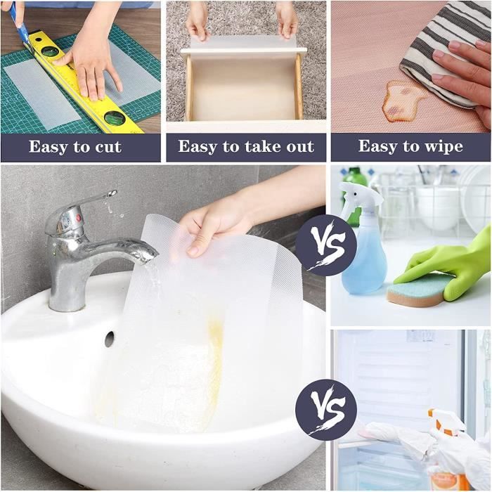 Hersvin 60cmx500cm Tapis Fond de Tiroir Antiderapant Non-adhésif DIY Tapis de Refrigerateur Placard Etagere Frigo, EVA Plastique243