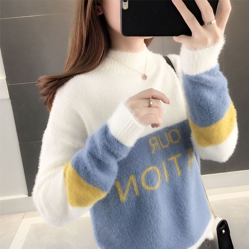 

Женские свитера Водолазки Пуловеры Свитера женские Осень Зима Базовая рубашка Длинный рукав Короткие облегающие джемперы Топы Однотонные XL синий