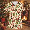 Women's V-Neck Short Sleeve Christmas Print Work Tunic Top with Pockets and Side Slits
