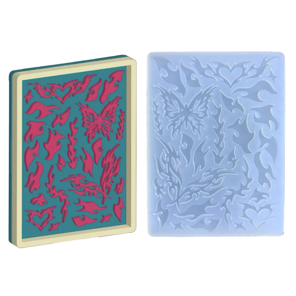 Butterfly Loves Flame Quicksand Silicone Mold Epoxy Resin Mold Pendant Photo Frame Edge Decoration Diy Craft Making