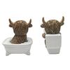 Estatueta Vaca das Terras Altas Fofa Estátua Vaca das Terras Altas Resina Banho/Leia Decoração Gado Escocês para Casa Cozinha Decoração de Mesa Bandeja de Andares
