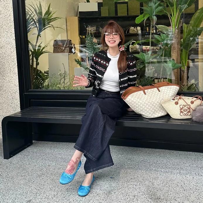 Sheepskin version~ French bow round head ballet single shoes women's small blue shoes gentle wind one pedal flat shoes