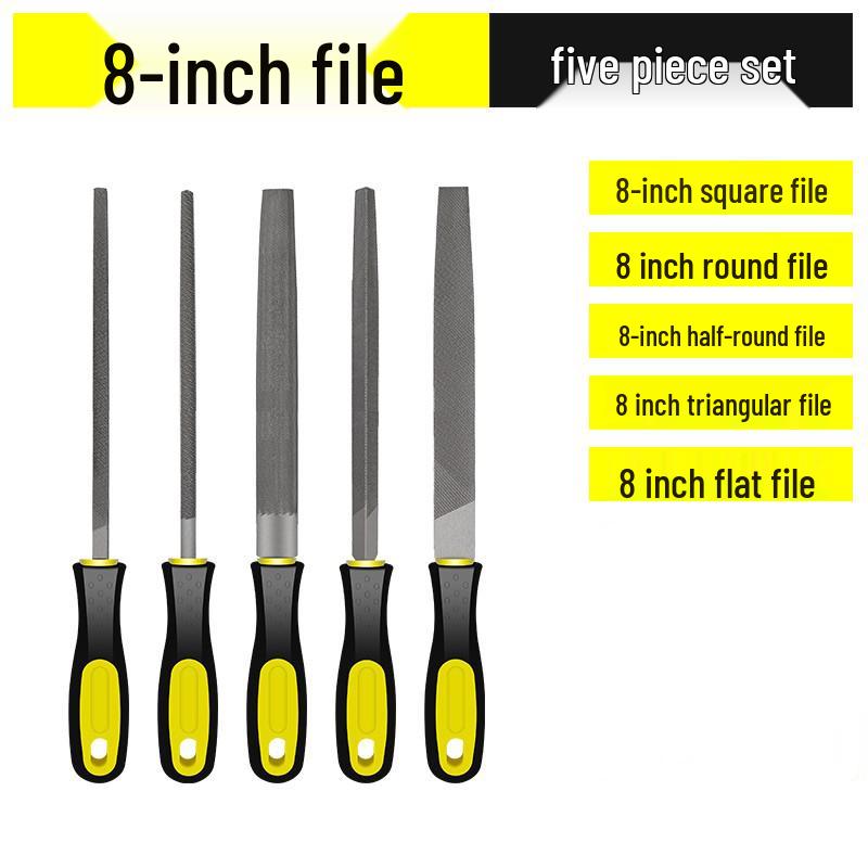 Multifunctional Steel File Set: Triangular, Half-Round, Round, Flat, Board, and Rasp Files
