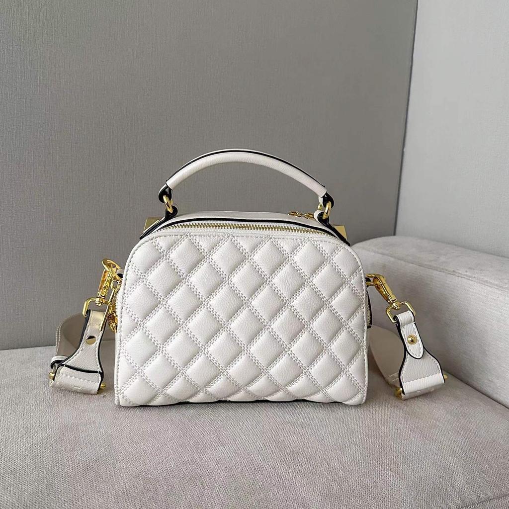 Geantă de mână din piele naturală pentru femei cu model în carouri Nouă Geantă de damă Modă Versatilă Umăr Nișă Casual High-end Crossbody