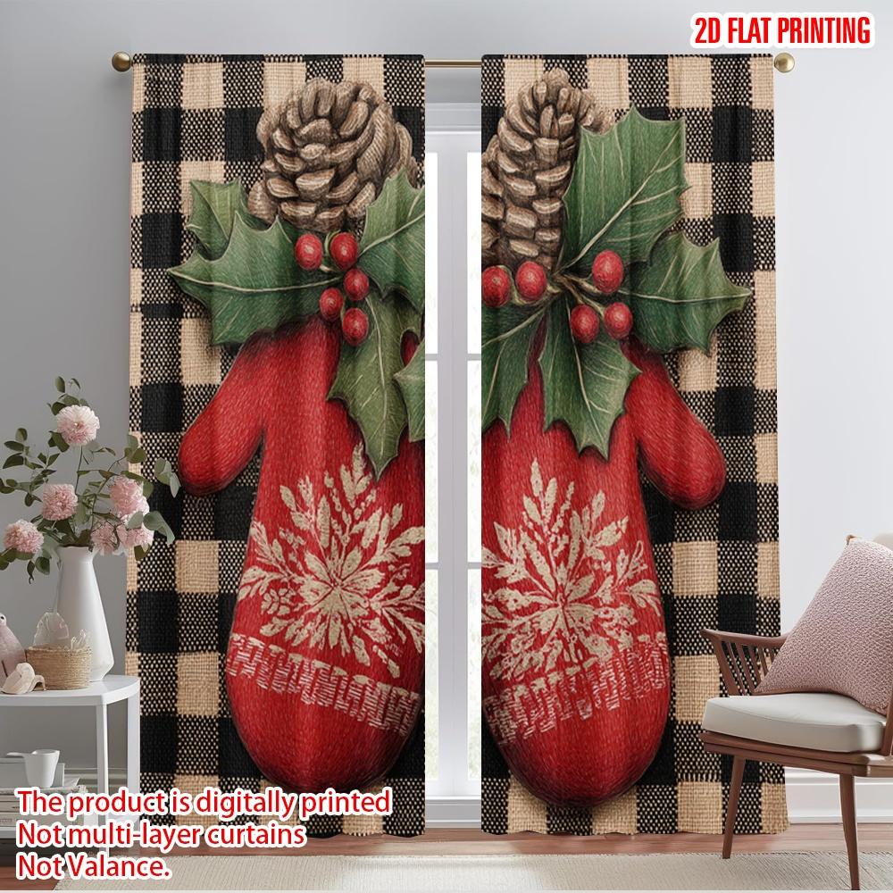 

2pcs,2D plane printing Minimalist Curtains Winter Gloves Versatile Polyester Fabric (without rod) Versatile All Ldeal for 52.50×116.00 CM 2pcs