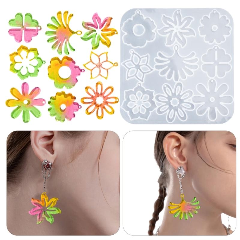 Flower Pendant Molds for Jewelry Necklace Earring Keychains Charm Making Resin Jewelry Silicone Molds for Epoxy Resin