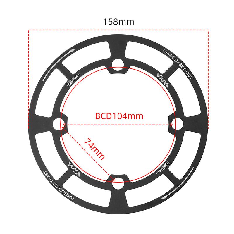 104BCD Bicycle Crankset Protective Cover Impact Resistant Light Weight Fit 32-42T Sprocket for Mountain Biking
