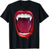Scary Vampire Fangs Lips Teeth Blood Dracula Halloween T-Shirt(1)
