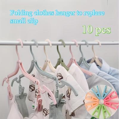 10 Pcs Folding Clothes Hanger Accessory Small Clip, Compact and Convenient, Can Be Used Alone, Used for Adding Clothes and Socks