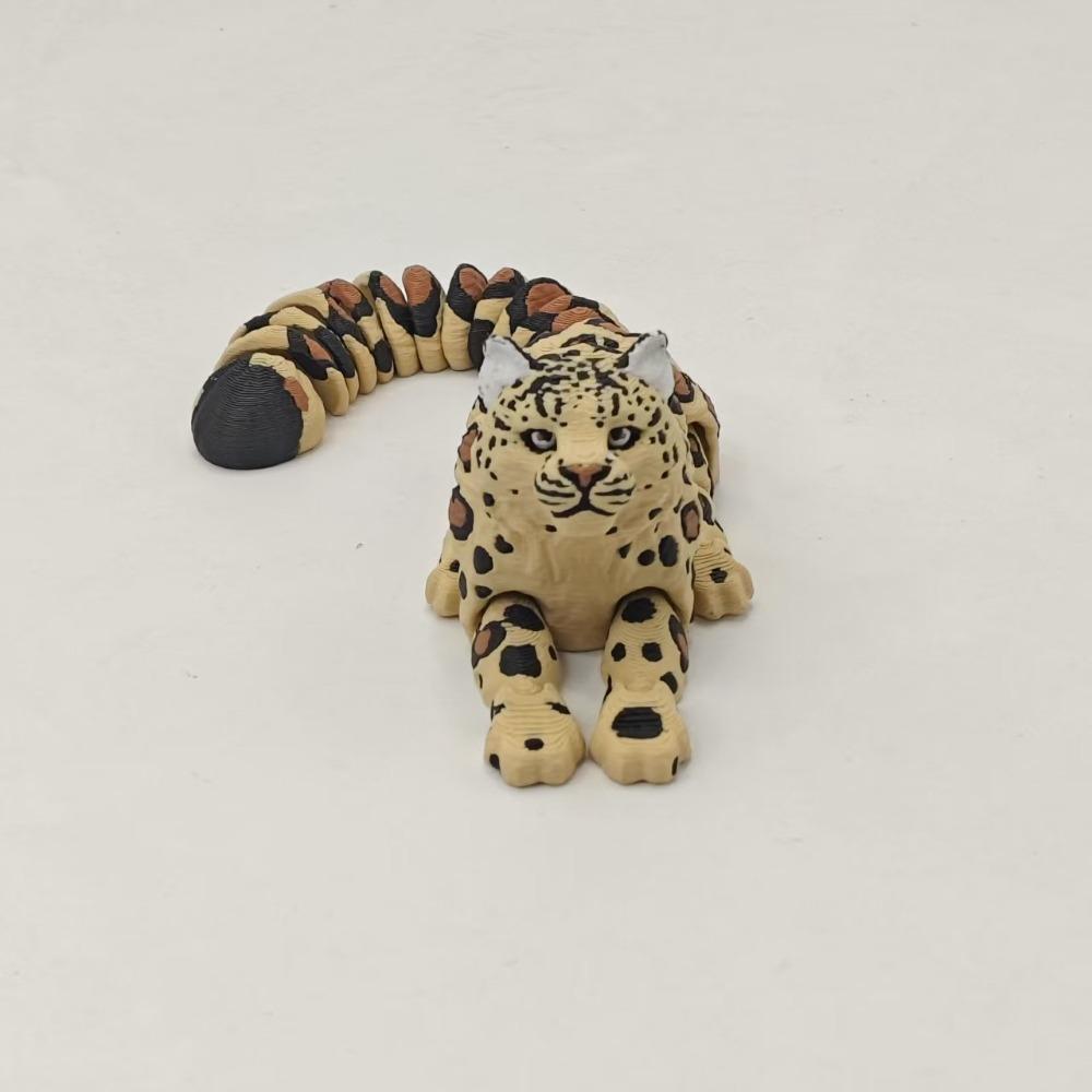 3D Printed Animals Figurine Articulated Simulation Figurine Cute Snow Leopard Model Home Decor