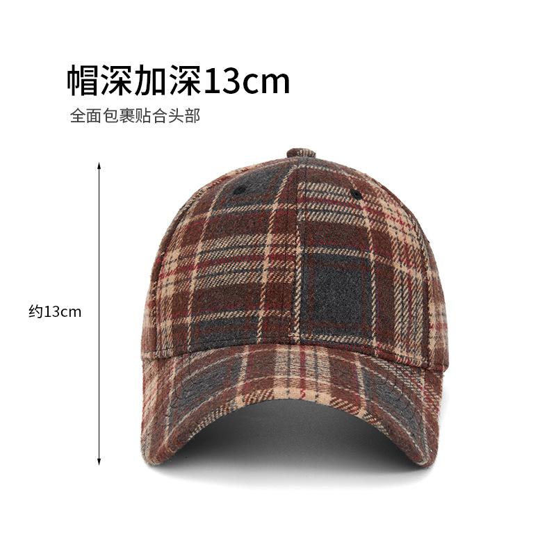 Retro Plaid Woolen Baseball Cap, Autumn and Winter Plaid Cap, Versatile Casual Thermal Visor for Men/Women