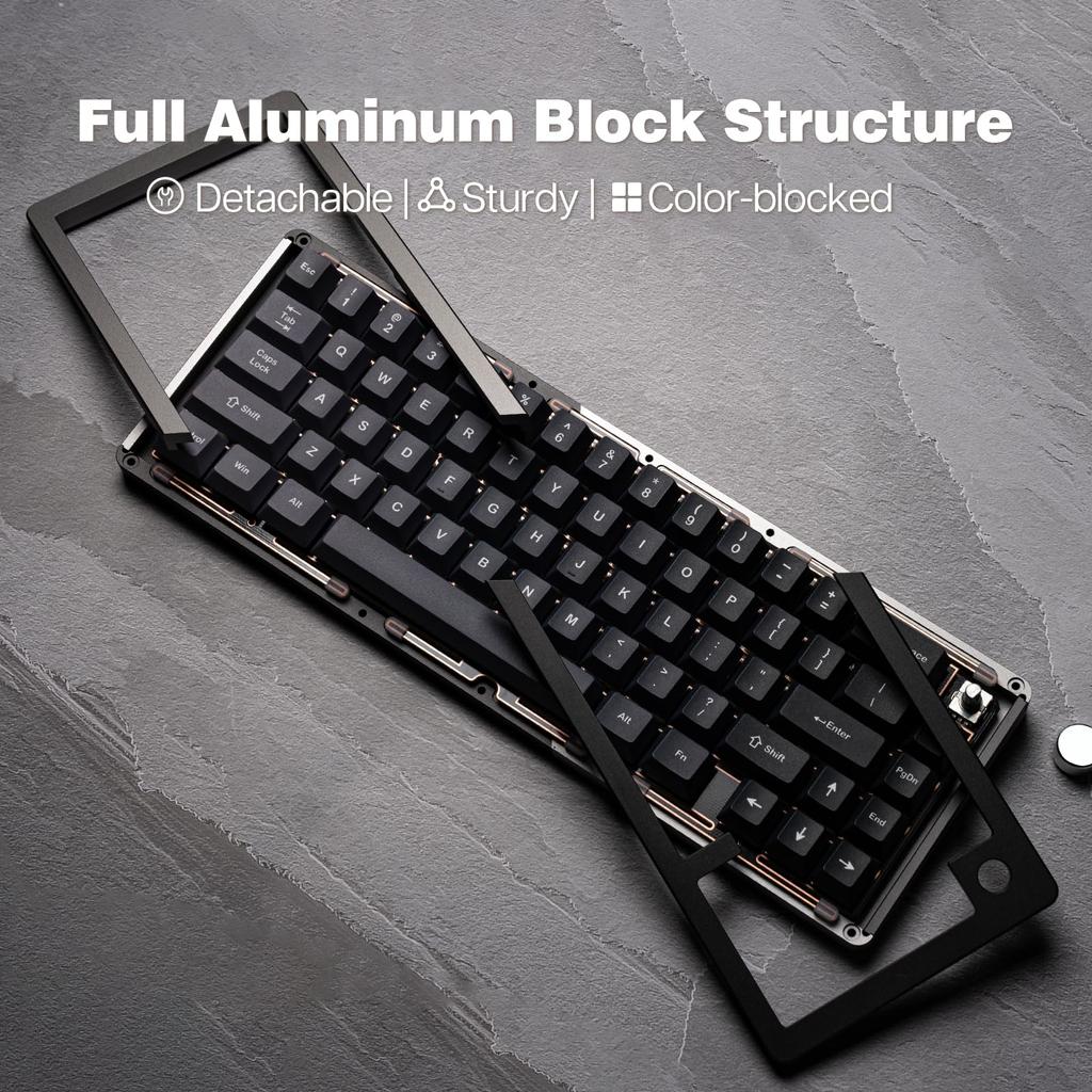 KiiBOOM Loop 65 Full Aluminum Block Structure Mechanical Keyboard Gaming Keyboard Wireless Keyboard Gasket FR4 Plate with RGB for 65% QMK/VIA