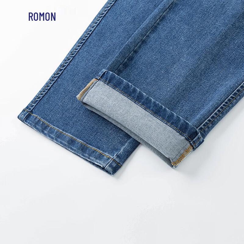 ROMON Men's Cool-Touch Ice Silk Straight-Leg Jeans