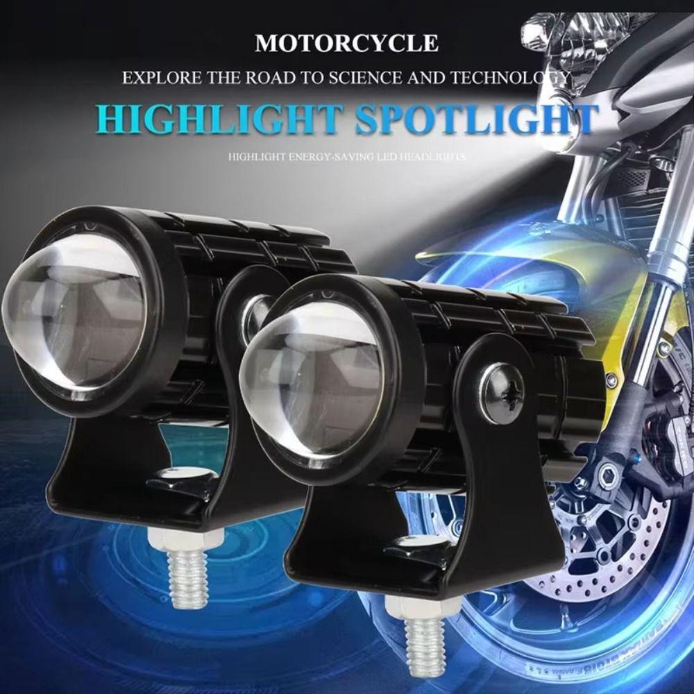 2Pcs Dual Color Light Motorcycle Mini Driving Light LED Headlight Projector  ATV Accessories