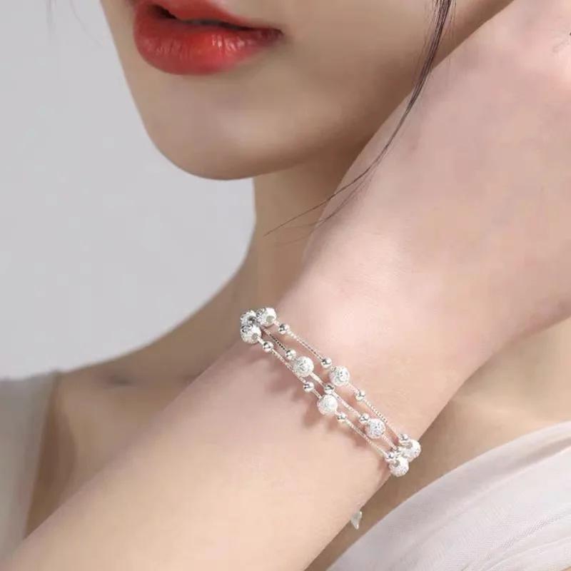 Fine 925 Sterling Sølv Lykkeperle Armbånd For Kvinne Luksus Original Flerlags Sjarmarmbånd Elegant Festesmykke Gaver