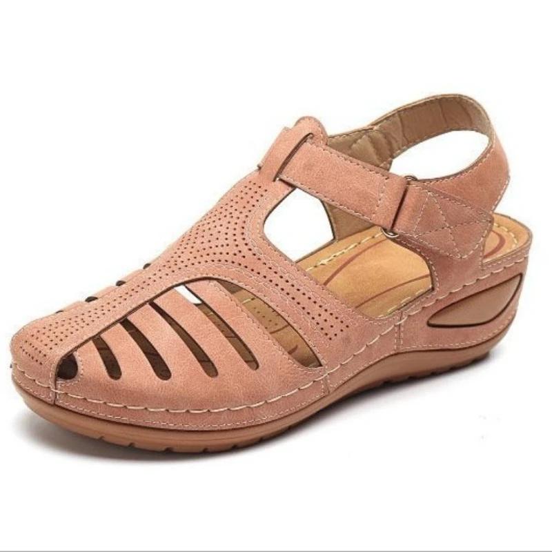 Ladies' Black Sandals with Summer Wedge Heel and Non Slip Toe Cap Elegant Outdoor Style, Women's One Foot Shoes Plus Size 35-43