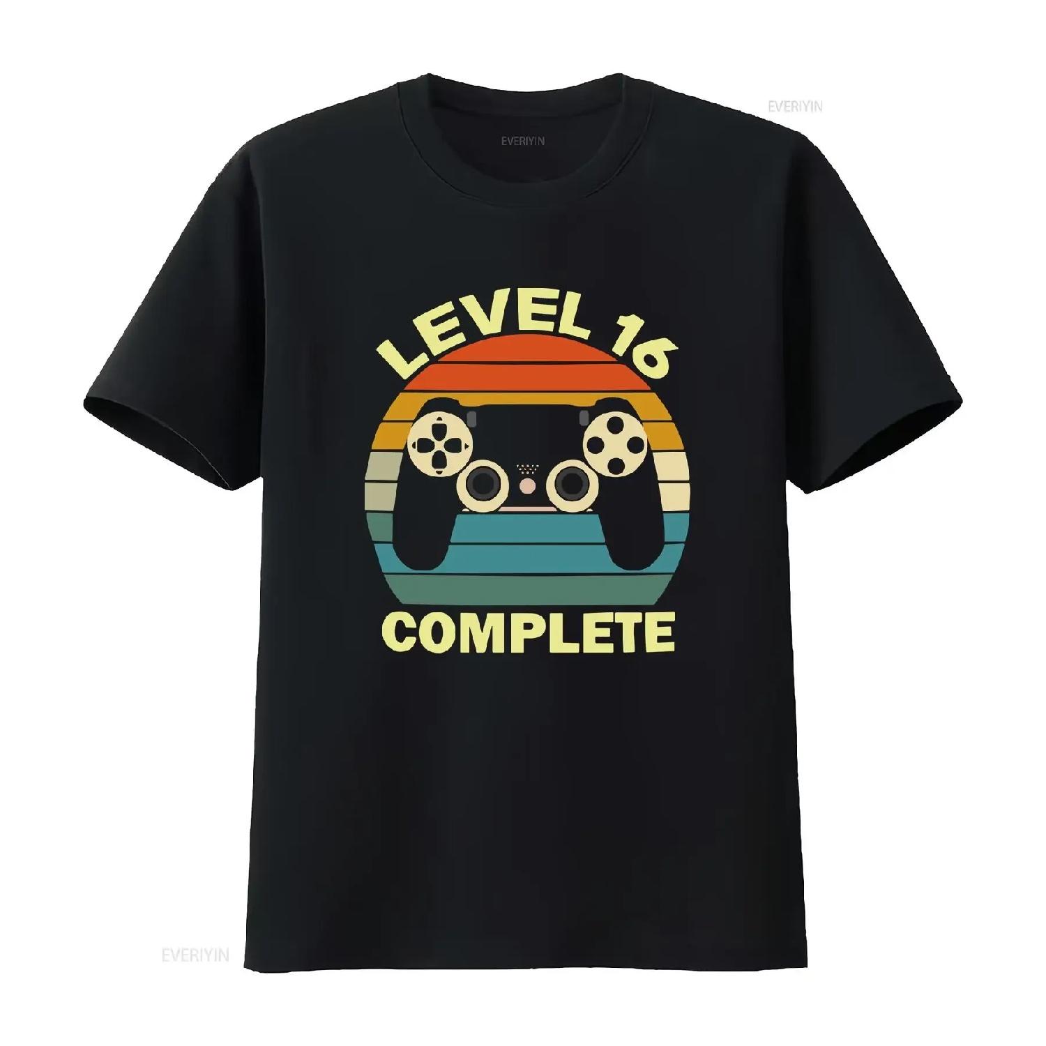 

16th Wedding Anniversary T Shirt Funny 16 Level Complete vintage Washed Casual fashion Unisex Stylish homme Soft Stretched XXXXXL різнокольоровий