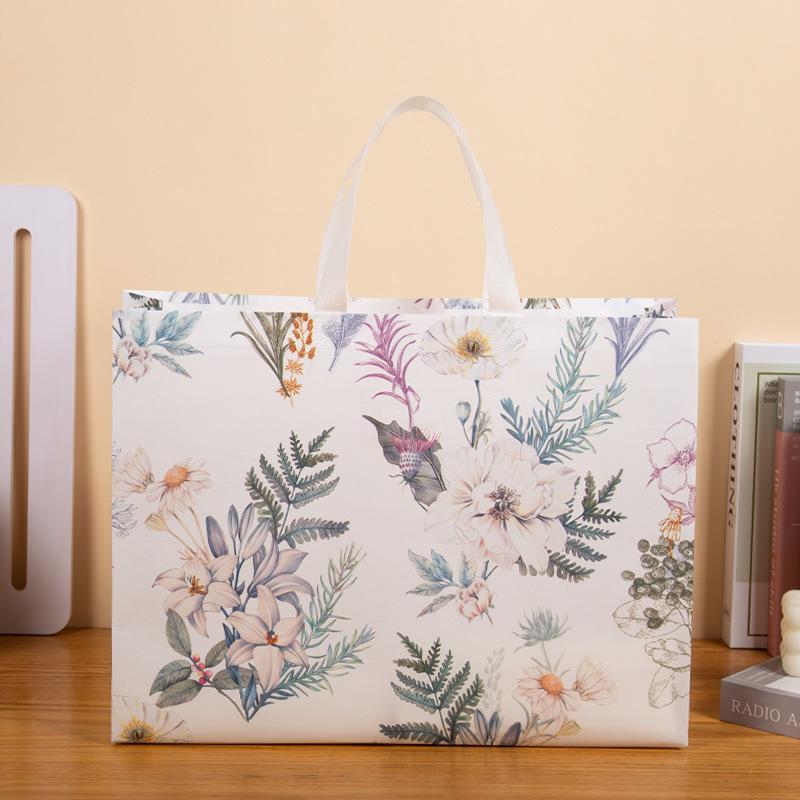 Borsa in TNT con Film Laminato, 27 32 10 cm, Fantasia Floreale, Borsa della Spesa Riutilizzabile
