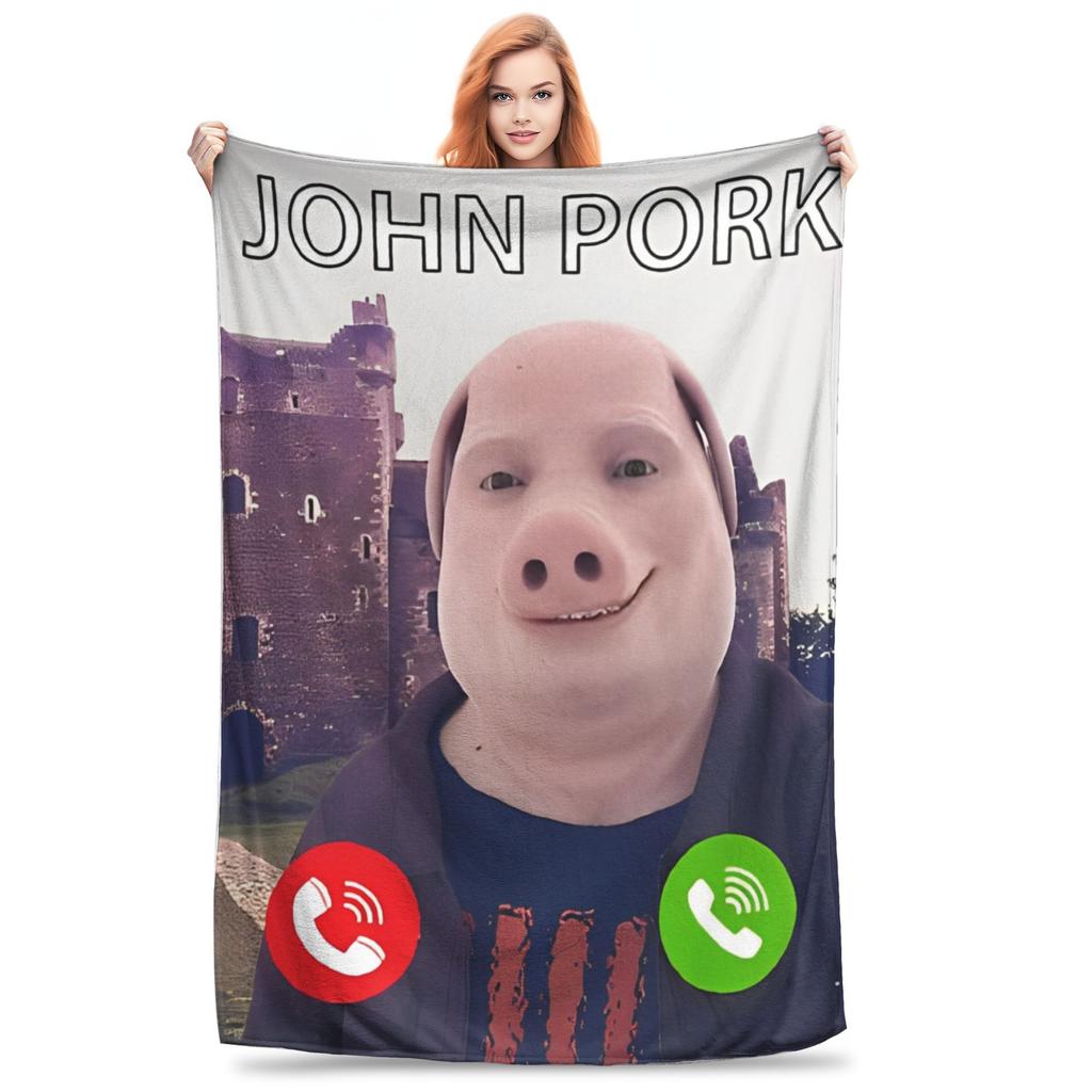 John Pork volá Vtipný meme deka Super měkká teplá Přehozová deka na pohovku 50x60 palců Více velikostí Kus koberce