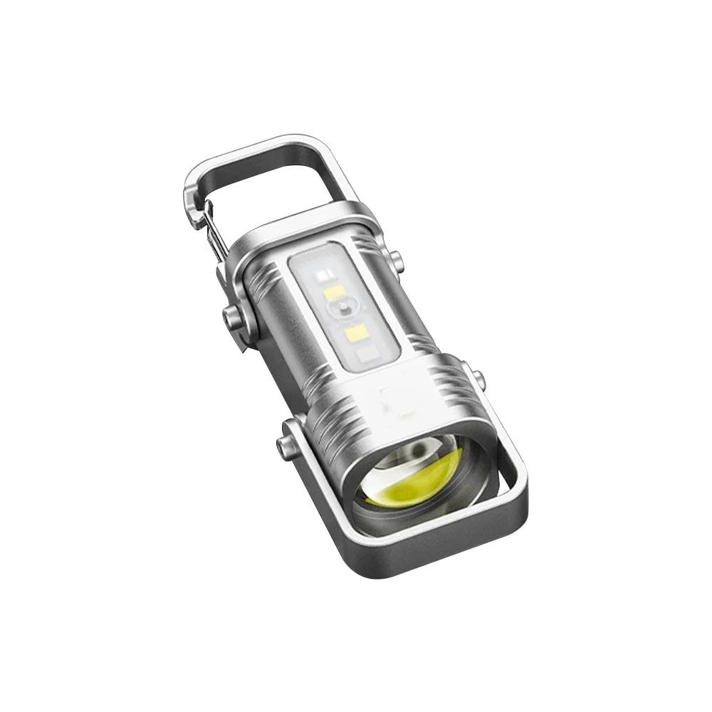 Multifunctional Keychain Flashlights USB Rechargeable Mini Flashlight  Outdoor Hiking Camping