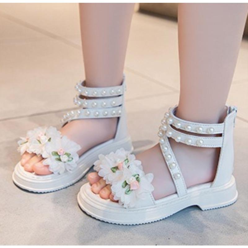 Summer Girls Open Toe Princess Roman Sandals Casual Student Shoes For Older Kids