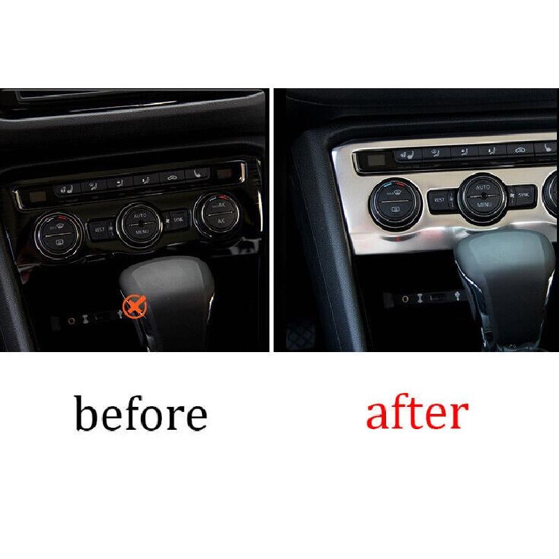 For Volkswagen Tiguan 17-2021 Silver Steel Console AC Button Control Frame Trim