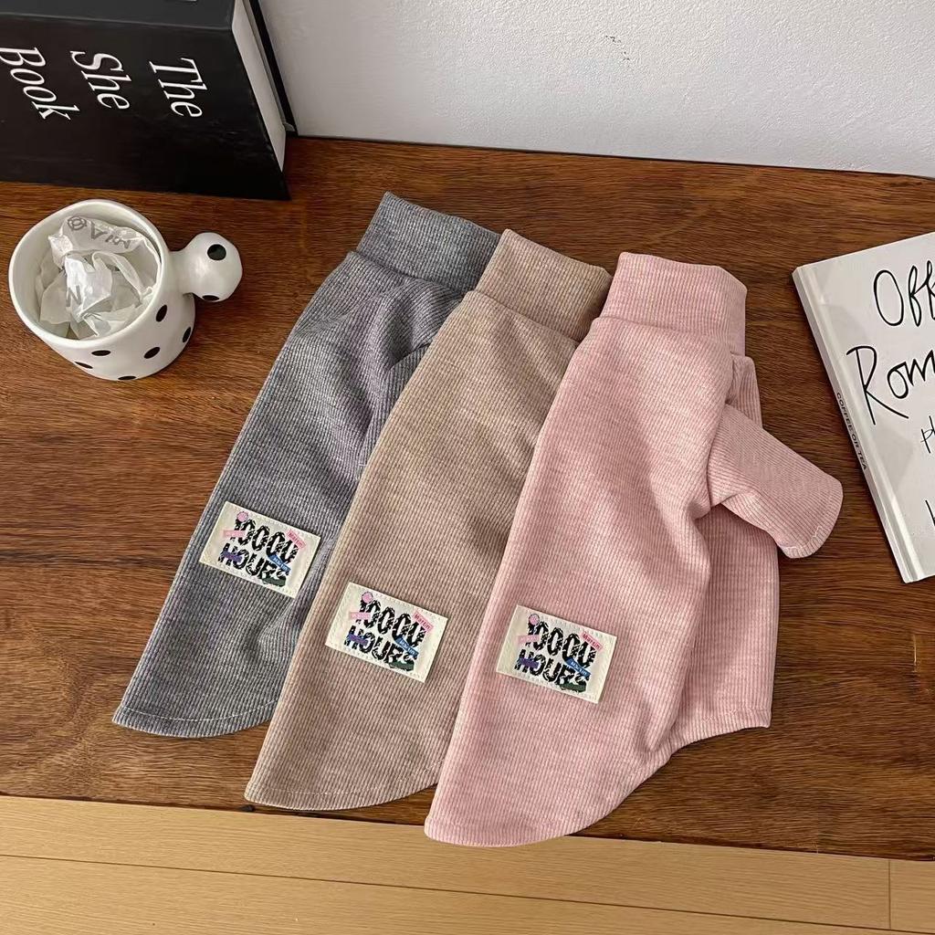 Pet Spring Solid Color Mid Neck Base Shirt Pet Elastic Long Sleeved T-shirt Skin Friendly Breathable Vest Puppy Clothes